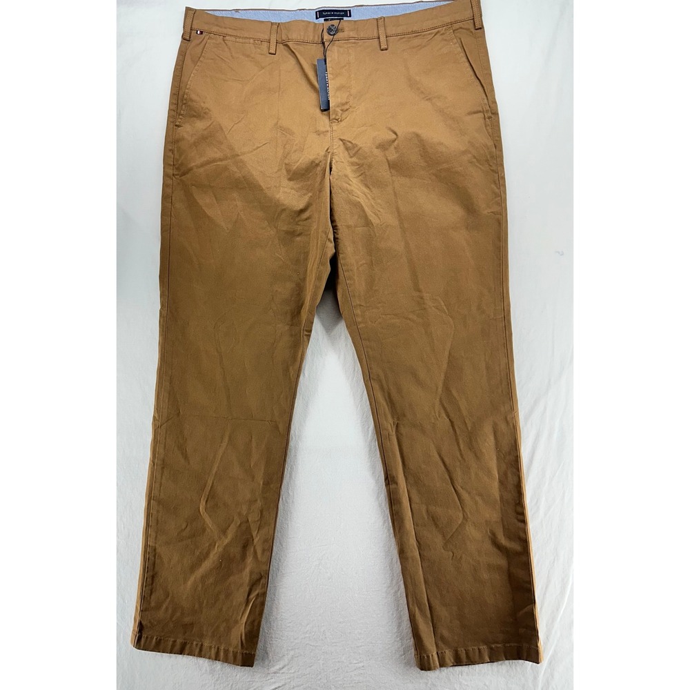 Tommy Hilfiger Mens Straight Fit Chino Pants Brown 38x32 New With Tags‎